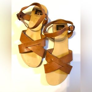 Tan leather sandals, BC made in Italy, euro size38, pre-owned